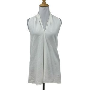 Noracora Halter Neck Top Womens M Medium White Sleeveless Cotton Open Low Back